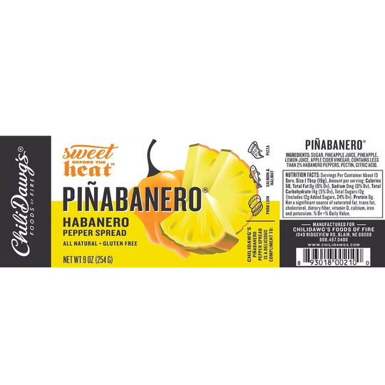 Piñabanero Pepper Spread | 9 oz. Jar | Pineapple Pepper Spread | Gluten Free | Tang & Spicy Jelly | Made in Blair, NE | Chili Dawg's Foods of Fire