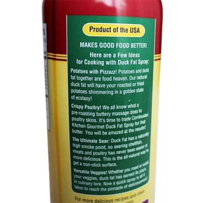 Duck Fat Spray | 7 oz. Can | Healthy Cooking Spray | Naturally Gluten Free | Non-Stick Cooking, Baking Butter Spray | Grill Oil Spray | All Natural | GMO Free | Great For All Types of Cooking