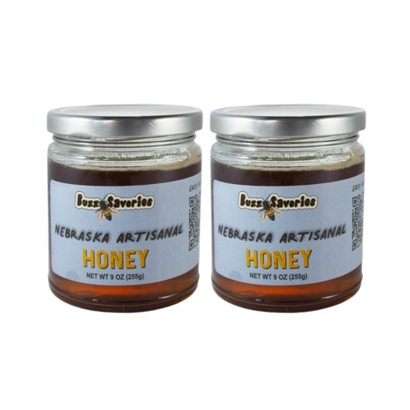 All-Natural Honey | 9 oz. Jar | 2 Pack | 100% Honey | Single-Sourced | Indefinite Shelf Life | All Natural Honey | Packed By Hand | Nebraska Honey | Use As Glaze On Meat Or Veggies | Great Natural Sweetener In Tea, Coffee, Or Baking Purposes