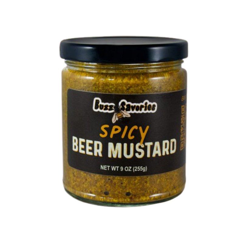Spicy Beer Mustard | 9 oz. Jar | Savory Blend Of All-Natural Spices, Honey, & Stout Beer | Indulgent, Bold Flavor | Irresistibly Tasty | Add On Anything For A Burst Of Flavor