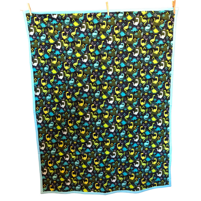 Baby Blanket | Dinosaur Pattern | Cotton Flannel Fabric | Hand Sewn Soft Material | Made Bigger for Toddler Years | 41"X50"