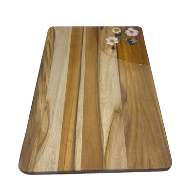 Teak Wood Charcuterie Cutting Board | High Quality Hand Poured | Large 11X15X1 | Multiple Color Options