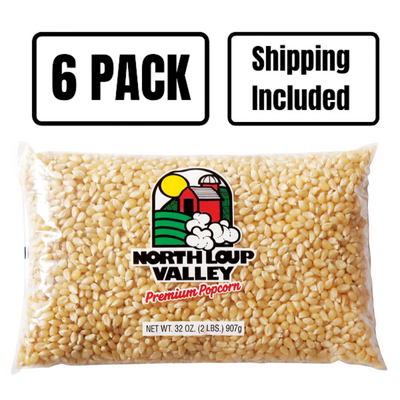 White Un-Popped Popcorn | Popcorn County USA | 2 lb bag | 6 Pack | Shipping Included