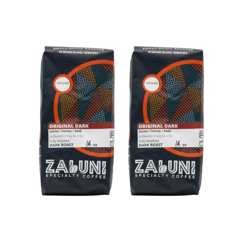 Dark Coffee Grounds | Dark Roast Specialty Coffee | 1 lb. | Ground | 2 Pack | Shipping Included | Bold Notes Of Cocoa & Honey | Customer Favourite | Perfect For Gift Giving | Freshly Roasted Vegan Coffee | Single Origin | Ethically & Sustainably Sourced