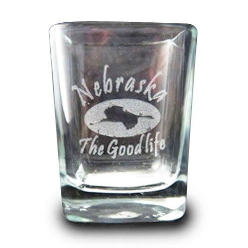 RCK Creations & More Square Etched Nebraska Shot Glass with Sandhill Crane