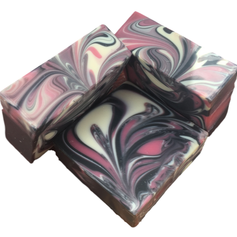 3 Black Raspberry 4.5 oz Soap Bars on white background.