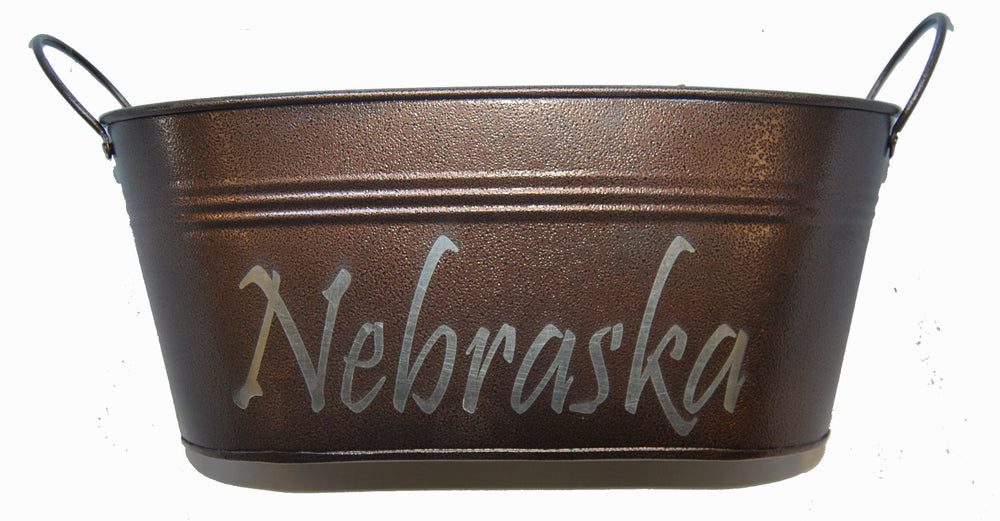 Nebraska Tin Tub | 2 Color Choices | Galvanized Tin | Great For A Nebraska Gift Basket | Made in Alda, NE | RCK Creations & More