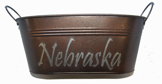 Nebraska Tin Tub | 2 Color Choices | Galvanized Tin | Great For A Nebraska Gift Basket | Made in Alda, NE | RCK Creations & More