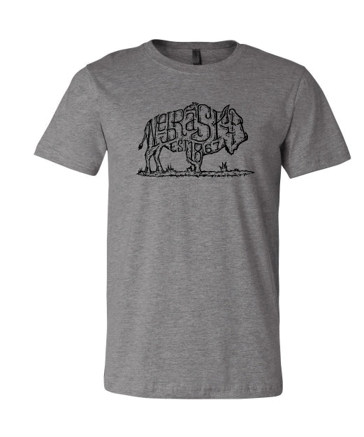 Nebraska Buffalo Tee Shirt | Gray