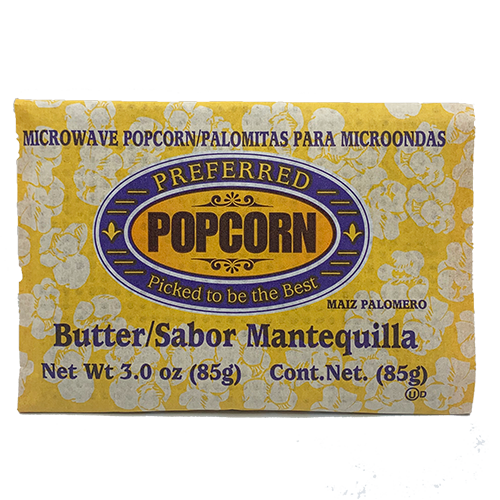 Butter Flavored Microwave Popcorn | Savory Snack | Good Source of Fiber | No Mess Theater Quality Popcorn  | Preferred Popcorn | 3 oz. Bag
