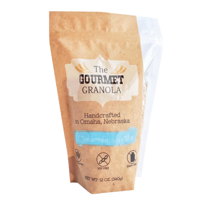 Cinnamon Vanilla Granola | 12 oz. Bag | Great Addition To Any Flavor Of Yogurt | Pour In Milk And Enjoy As A Cereal | Top Your Ice Cream For A Healthy, Sweet Crunch | Nebraska Granola | Gluten, Dairy, & Soy Free