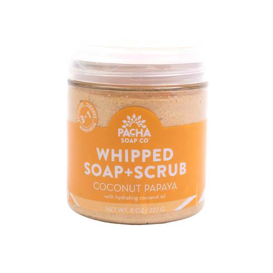 Coconut Papaya Whipped Soap + Scrub | 8 oz | Pacha Soap Company