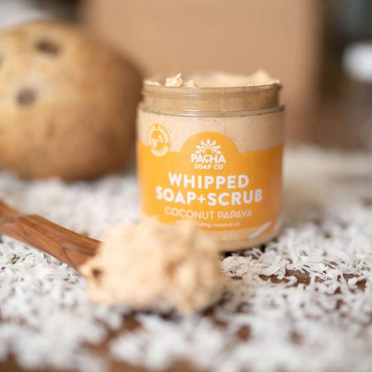 Coconut Papaya Whipped Soap + Scrub | 8 oz | Pacha Soap Company