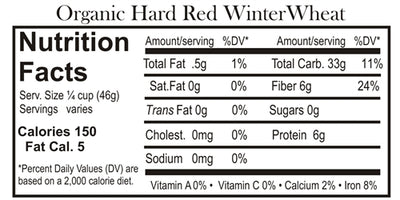 Grain Place Foods Non-GMO Organic Hard Red Winter Wheat 25lb Bag