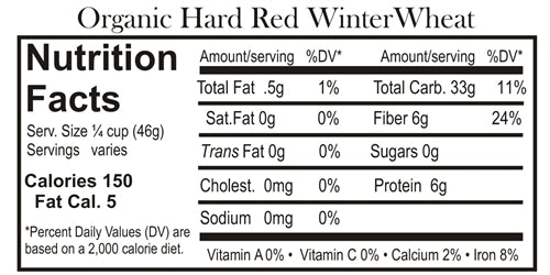 Grain Place Foods Non-GMO Organic Hard Red Winter Wheat 25lb Bag