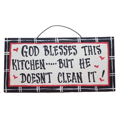 IM's Countryside Painting God Blesses This Kitchen ... But He Doesn't Clean It Sign