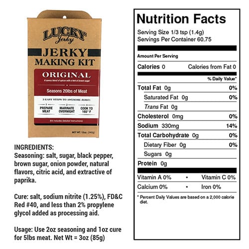 Jerky Making Kit | 12 oz. Box | Original Flavor | Bold & Savory Tasting | DIY Jerky Kit | 3 Easy Steps | Instructions Included | Seasons 20 LBS. Of Meat | Perfect Gift For Hunter | Jerky & Cure Seasoning | Nebraska Jerky