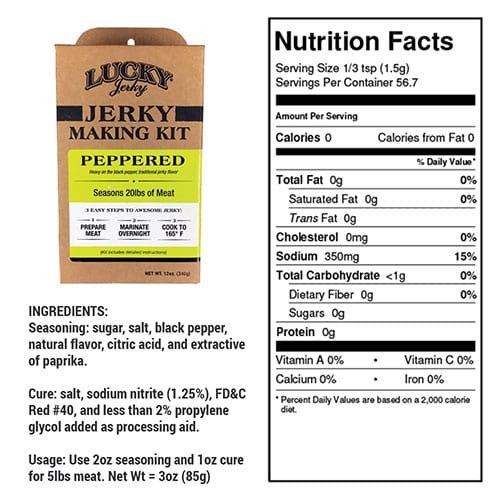 Jerky Making Kit | 12 oz. Box | Black Pepper Flavor | Easy To Make | Designed To Accent The Flavor Of Meat | Bold Black Pepper Taste With Hints Of Garlic & Onion | Perfect Amount Of Zing  | Seasons 20 LBS. Of Meat