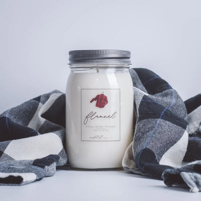 Flannel Candle | 16 oz. | Market Street Candle Co | Citrus Thyme Aroma | 100% Soy Candle | Essential Oil Based Fragrance | Perfect Fall Candle | Long Lasting | Nebraska Candle | Notes of Spicy Rose, Lavender, Jasmine, Musk, and Sweet Berry