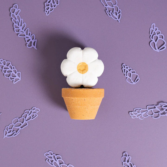 Flower Pot Froth Bomb | Perfect Gift | Relaxing | Floral | Crafted With Lavender Essential Oils | Made With Soothing Clays | Fizzling Soap Bomb For Bath Time | Made in Nebraska | Perfect Combination Of Bubble Fizz and Bubble Bath