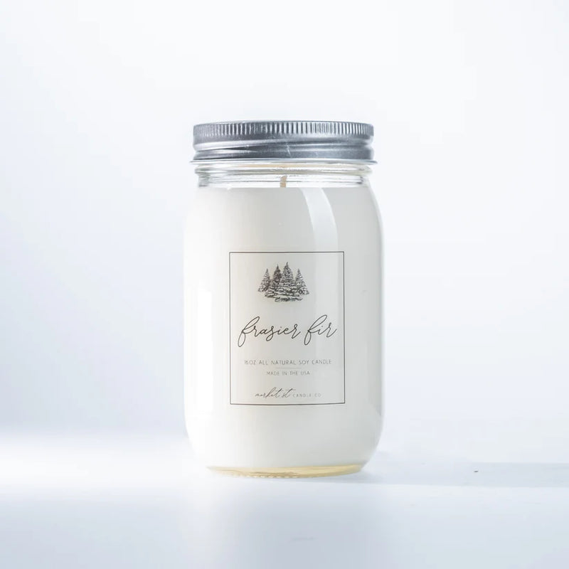 Frasier Fir Candle | Market Street Candle Co | 16 oz. | Sweet Pine, Cardamon, & Black Pepper Blend | All Natural Soy Wax | Essential Oil Based Fragrance | Hand Poured In The USA | Nebraska Candle