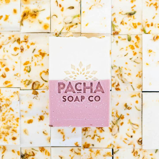 Jasmine Gardenia | 4 oz. Bar | Aromatic Jasmine Flowers + Moroccan Red Clay | Made in Hastings, NE | Pacha Soap Company