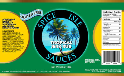 Tropical Jerk Rub | Spice Isle Seasoning | Authentic All Natural Seasoning | USA Made | Caribbean Style Seasoning | Gluten Free Seasoning | No MSG | 6.7 oz. Bottle | 3 Pack | Shipping Included