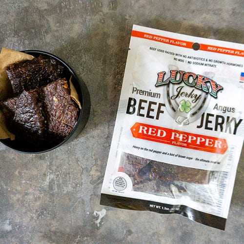 Red Pepper Beef Jerky | 1.5 oz. Bag | Black Pepper With Hint Of Brown Sugar | Tender | Expertly Cut, Trimmed, & Seasoned | All Natural | Nebraska Jerky | Perfect Everyday Snack