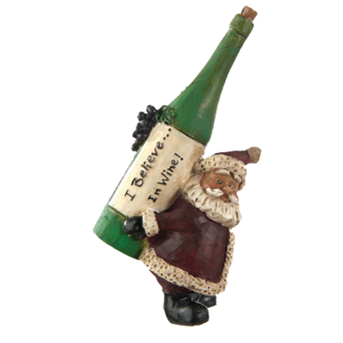 Santa Wine Bottle on Back Ornament | Hung With Gold Metallic String | Adds Whimsical, Playful Touch To Christmas Tree, Wreath, and Living Space | Perfect Gift For Wine Lovers | Lightweight | Made With Durable Resin