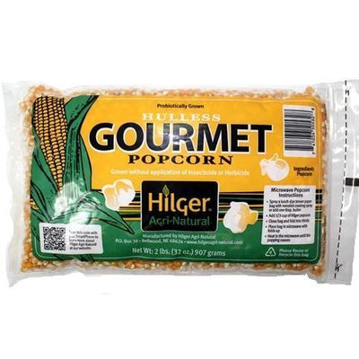 Hilger's Gourmet Nebraska Popcorn | 2 lb. Bag | Single Bag | Hulless Unpopped Popcorn Kernels |  Probiotically Grown | Non-GMO | Perfect For Popcorn Machine or Microwave | Yellow Popcorn Kernels | Snack for Movie Night | Organic | Pops Light and Fluffy
