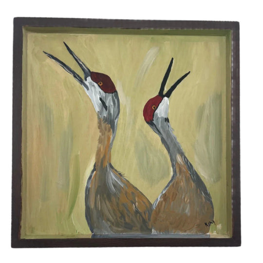 Calling Cranes | 12 X 12 | Wood Frame Painting | The Painted Attic