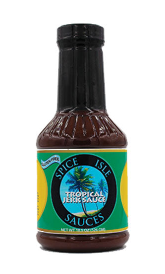 Authentic All Natural Tropical Jerk Sauce | USA Made | Caribbean Style | Gluten Free Sauce | No High Fructose Corn Syrup | No MSG | 17 oz. Bottle | 6 Pack